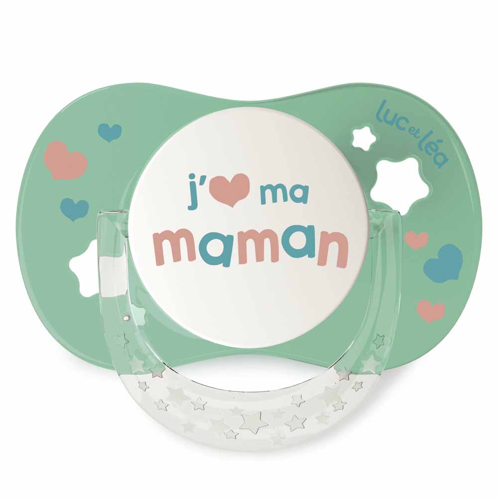 Luc Et Lea Sucette Symetrique Silicone 18 Mois Et Plus J'aime Ma Maman Mon Papa 18 mois et plus
