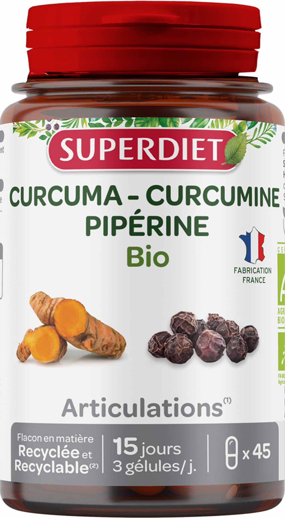 Superdiet Curcuma Curcumina Piperina 45 capsule