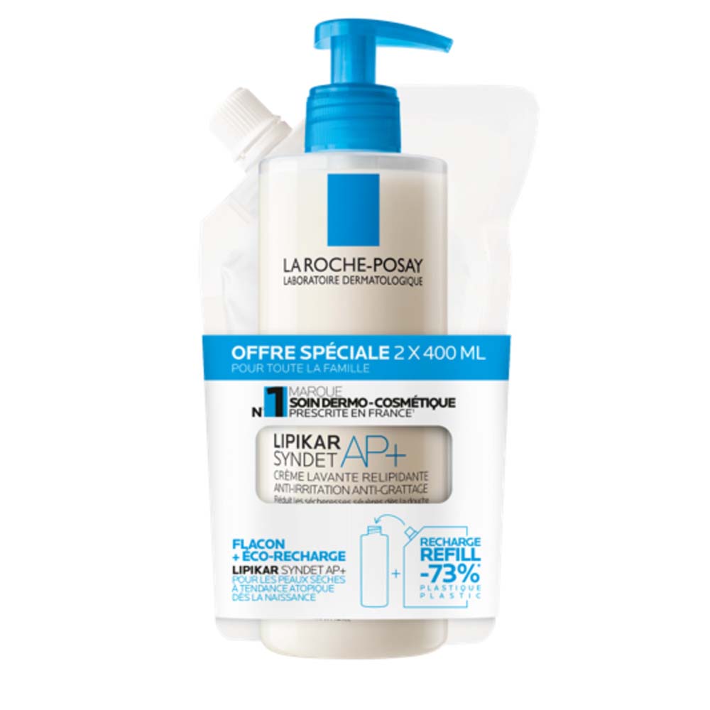 La Roche-Posay Lipikar Crema detergente e ricarica Relipid+ Pelle secca o tendente all'eczema atopico 2x400ml