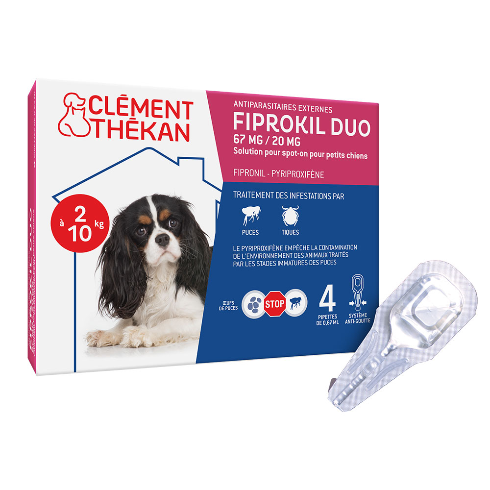 Clement-Thekan Fiprokil Duo antipulci e antizecche per cani 2–10 kg 0.67ml x4 pipette