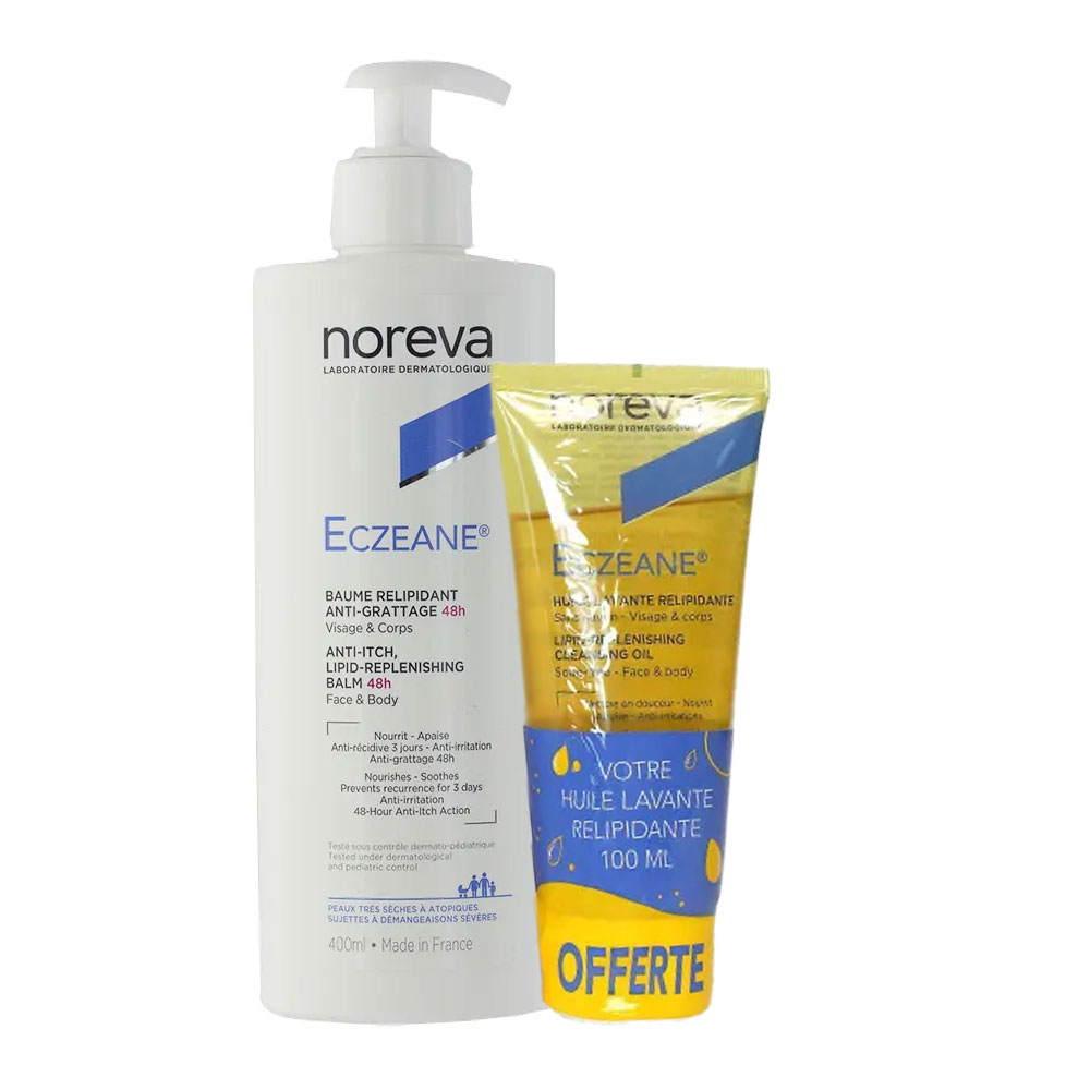 Noreva Eczeane Balsamo anti-prurito 400ml + Olio detergente 100ml