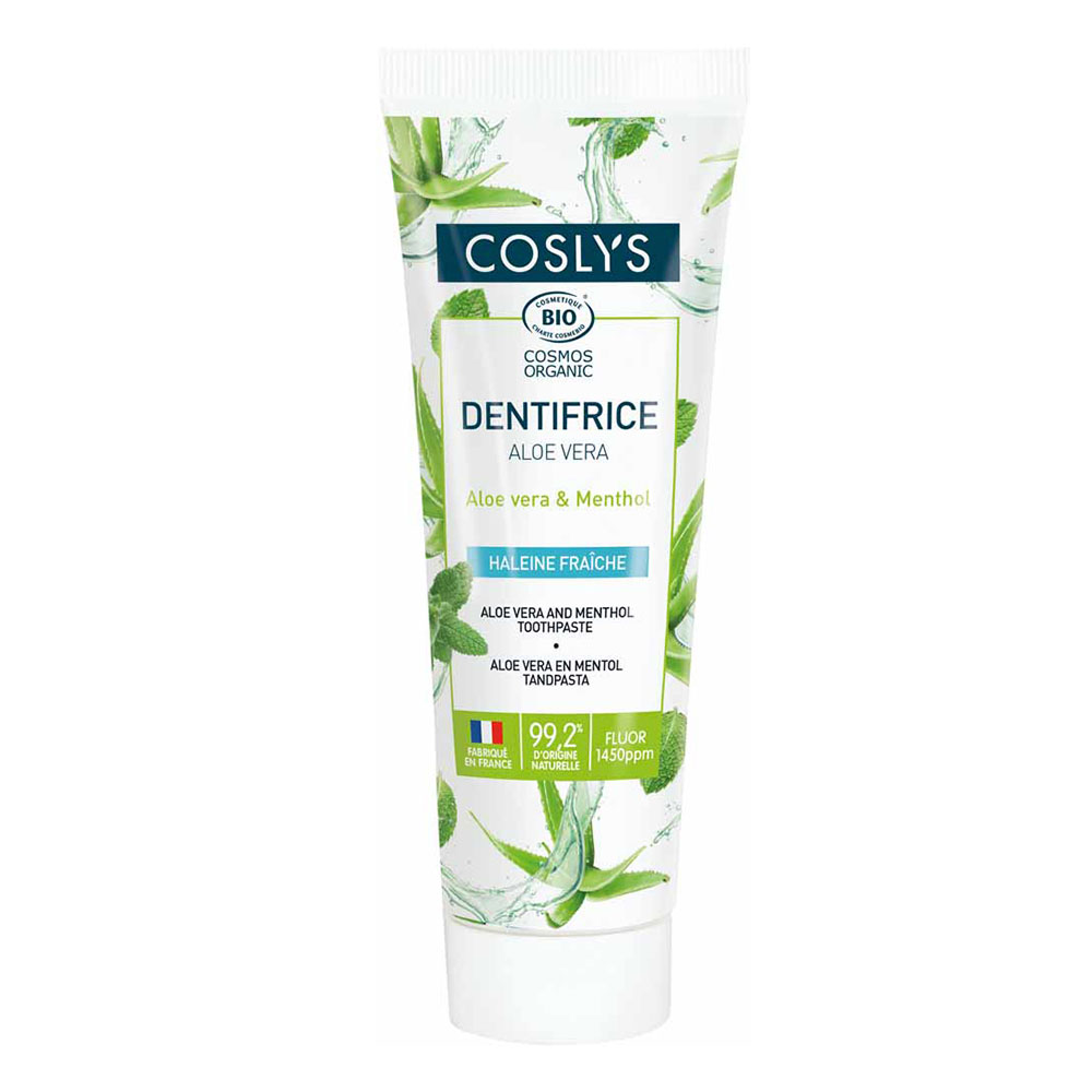 Coslys Igiene orale Dentifricio Fluor all'Aloe Vera Bio Alito di Fragola 100g