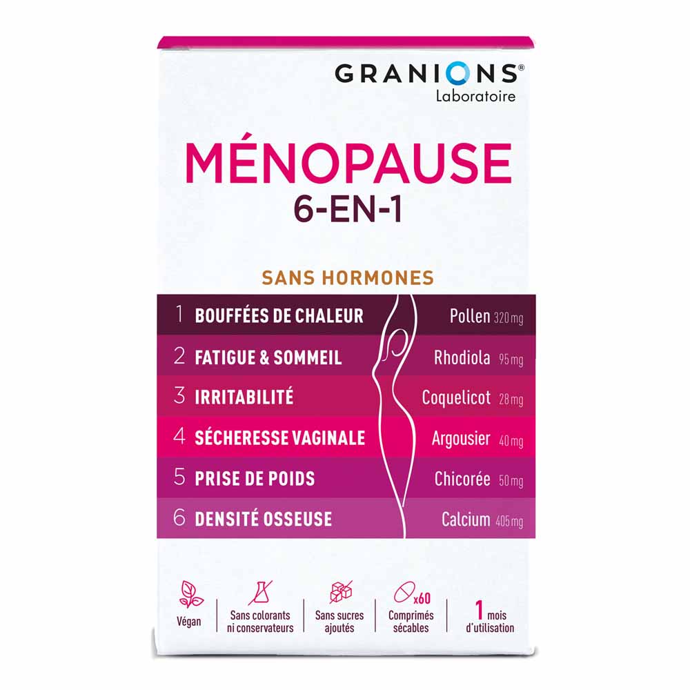 Granions Ménopause 6-En-1 Sans hormone 60 comprimés sécables