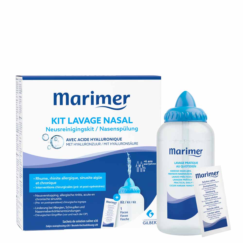 Marimer Kit per la pulizia nasale 30 bustine di soluzione salina