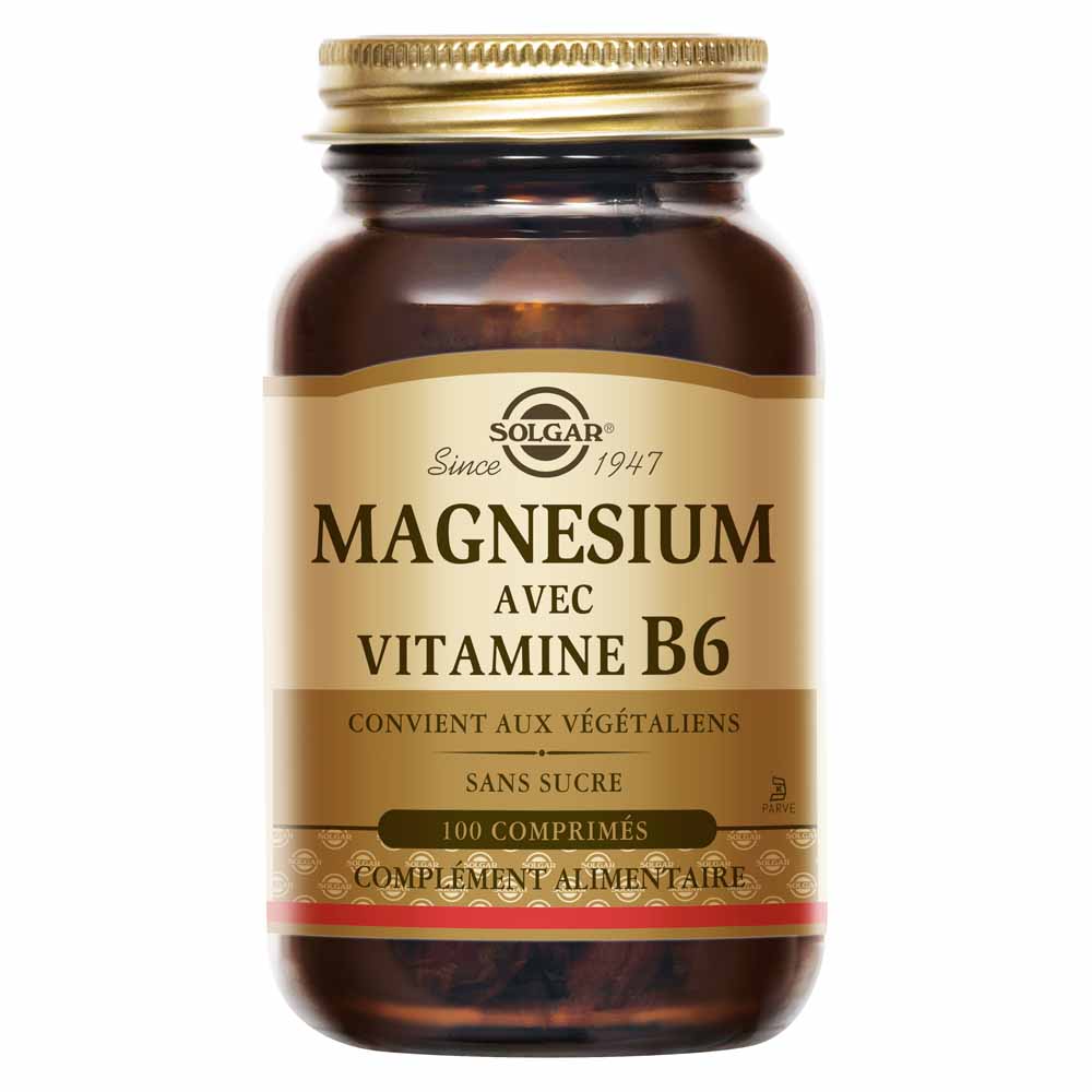 Solgar Magnesio con vitamina B6 per ridurre la stanchezza, energia e sonno 100 compresse