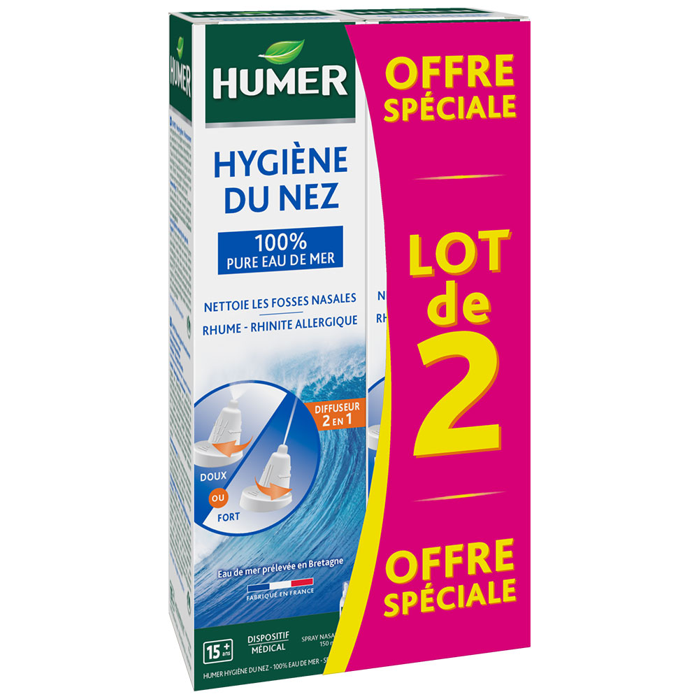 Humer Igiene nasale Acqua di mare isotonica Adulti 2x150ml