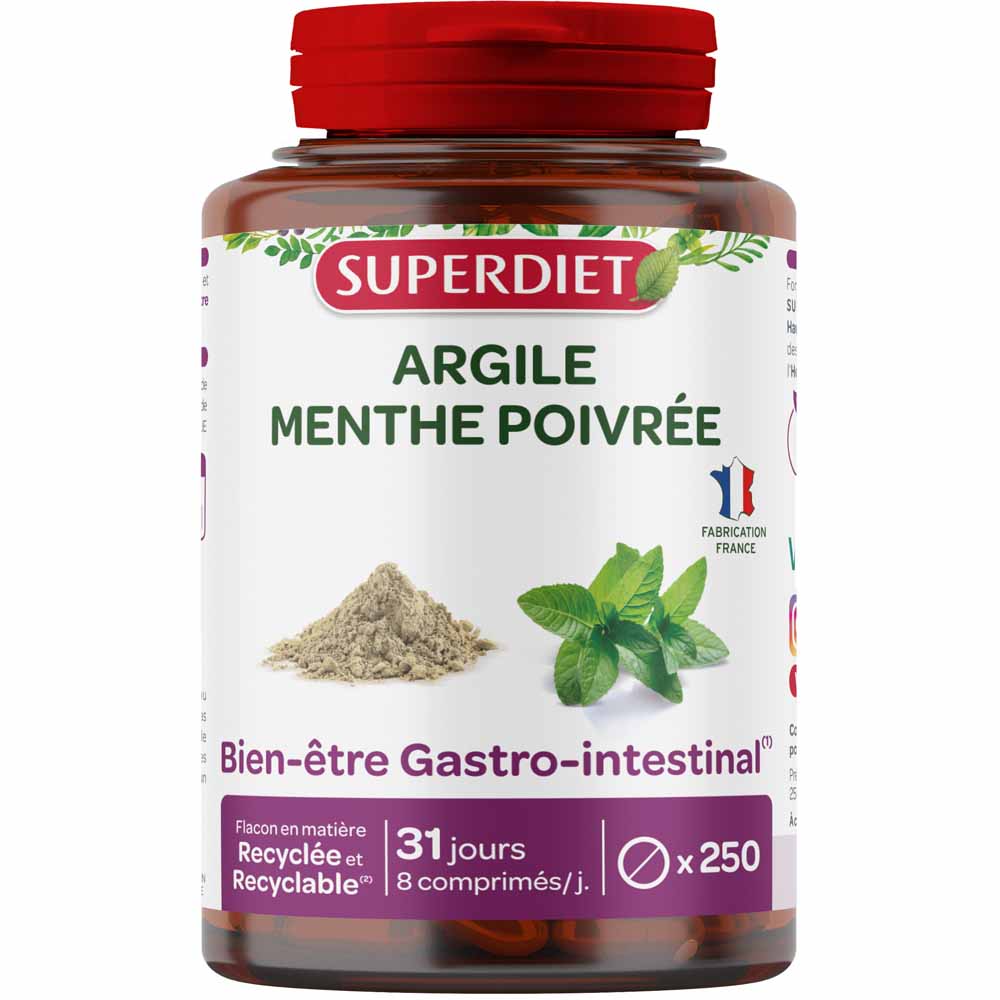 Superdiet Argilla e menta piperita 250 compresse