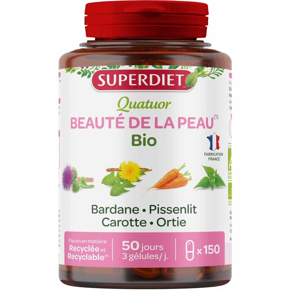 Superdiet Quatuor biologico di bardana per la bellezza della pelle 150 Geluli