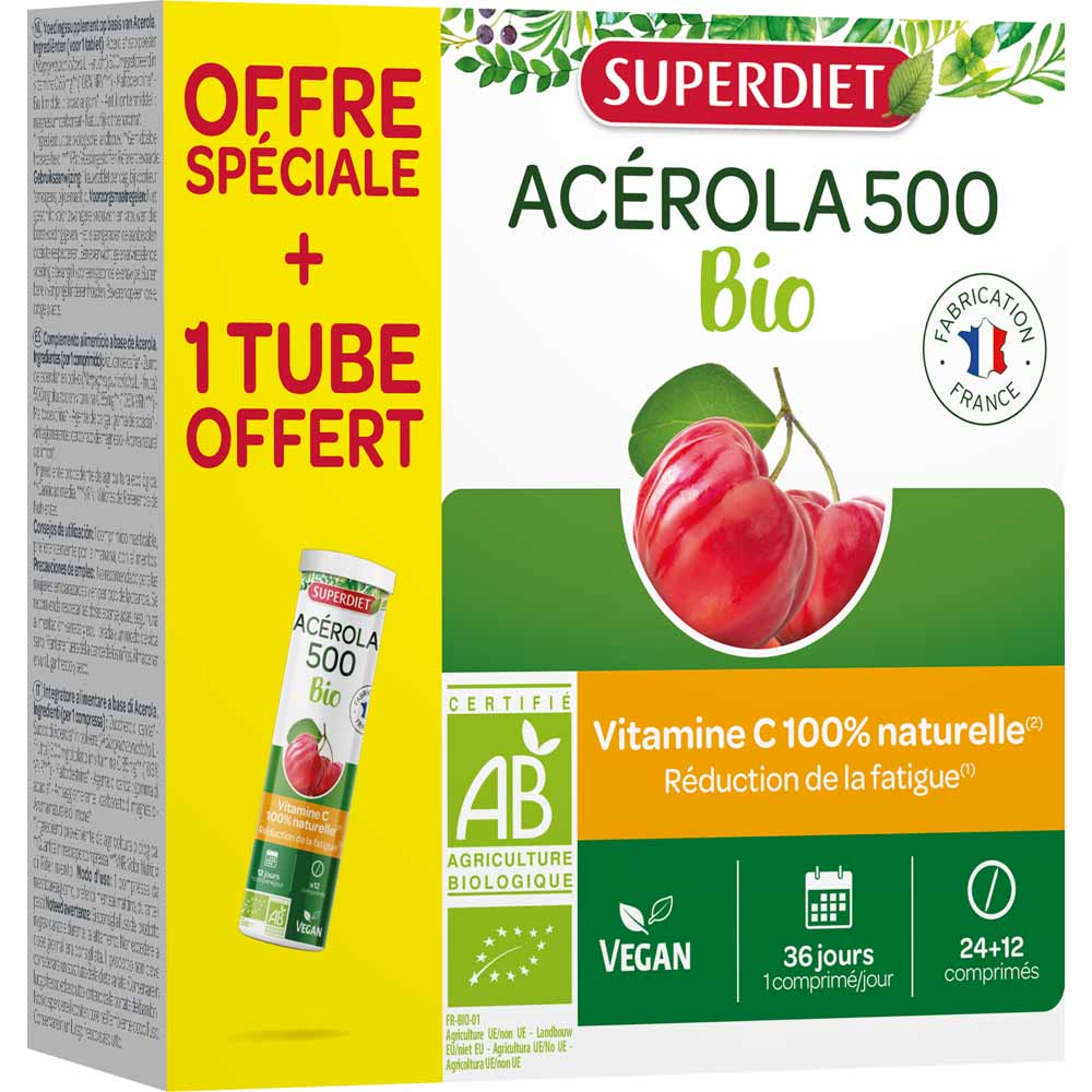 Superdiet Acerola 500 Biologica 24+12 Compresse Masticabili