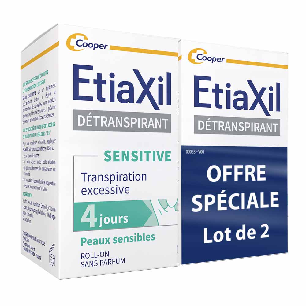 Etiaxil Detraspirante Deodorante roll-on per pelli sensibili 4 giorni per pelli sensibili 2 x 15 ml