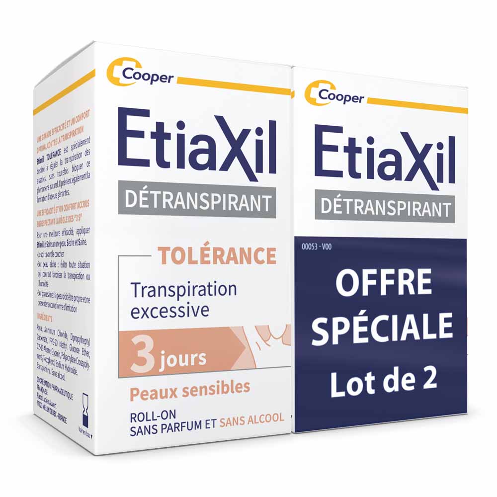 Etiaxil Detraspirante Deodorante roll-on Tolleranza alla sudorazione eccessiva Pelle Sensibile 3x15ml