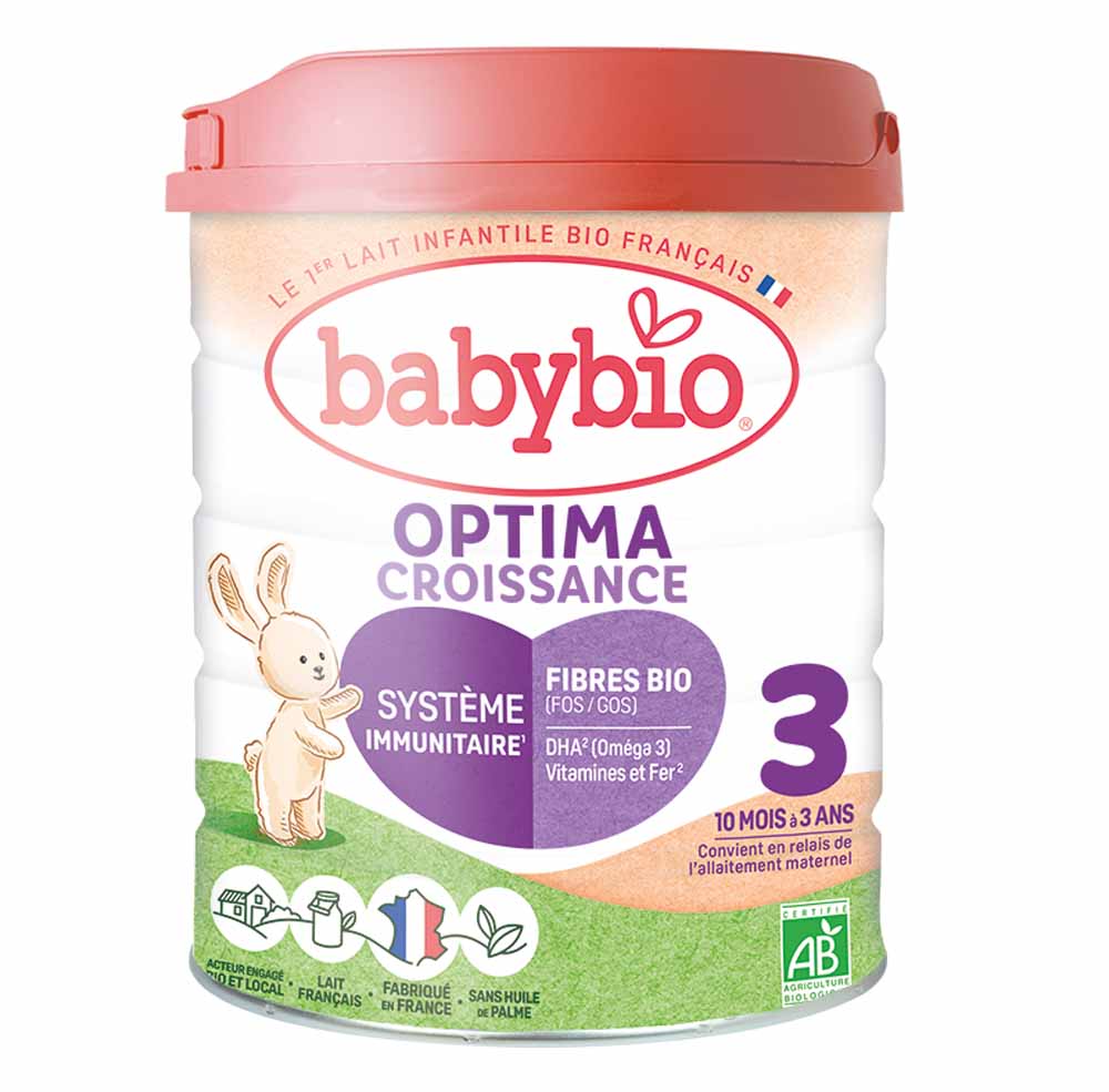 Babybio Latte per l'Infanzia Optima 3 Latte di crescita in polvere 10 mesi a 3 anni 800g
