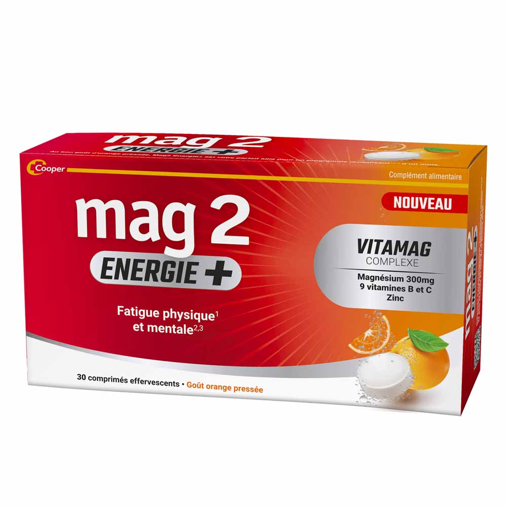 Mag 2 ENERGIE+ goût orange pressée 20 comprimés effervescents