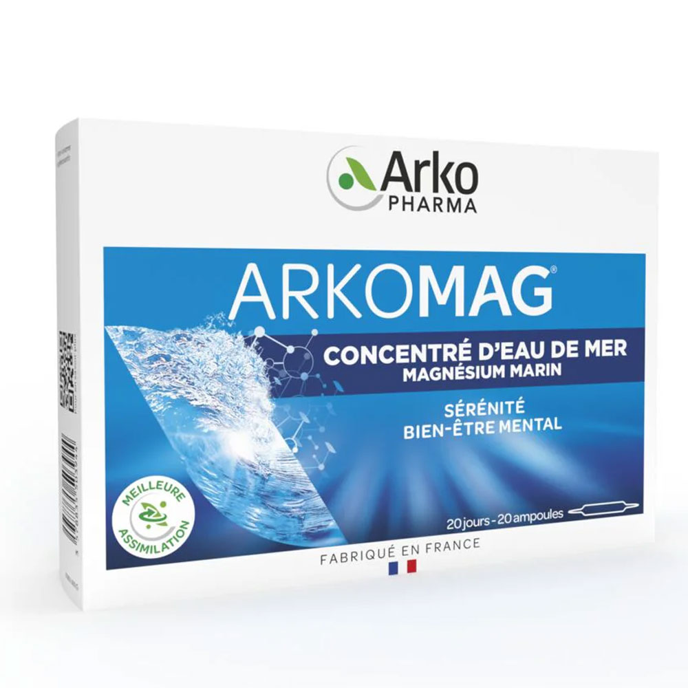 Arkopharma Arkomag Magnesio marino e vitamina B6 con acqua di mare concentrata 20 Ampolle