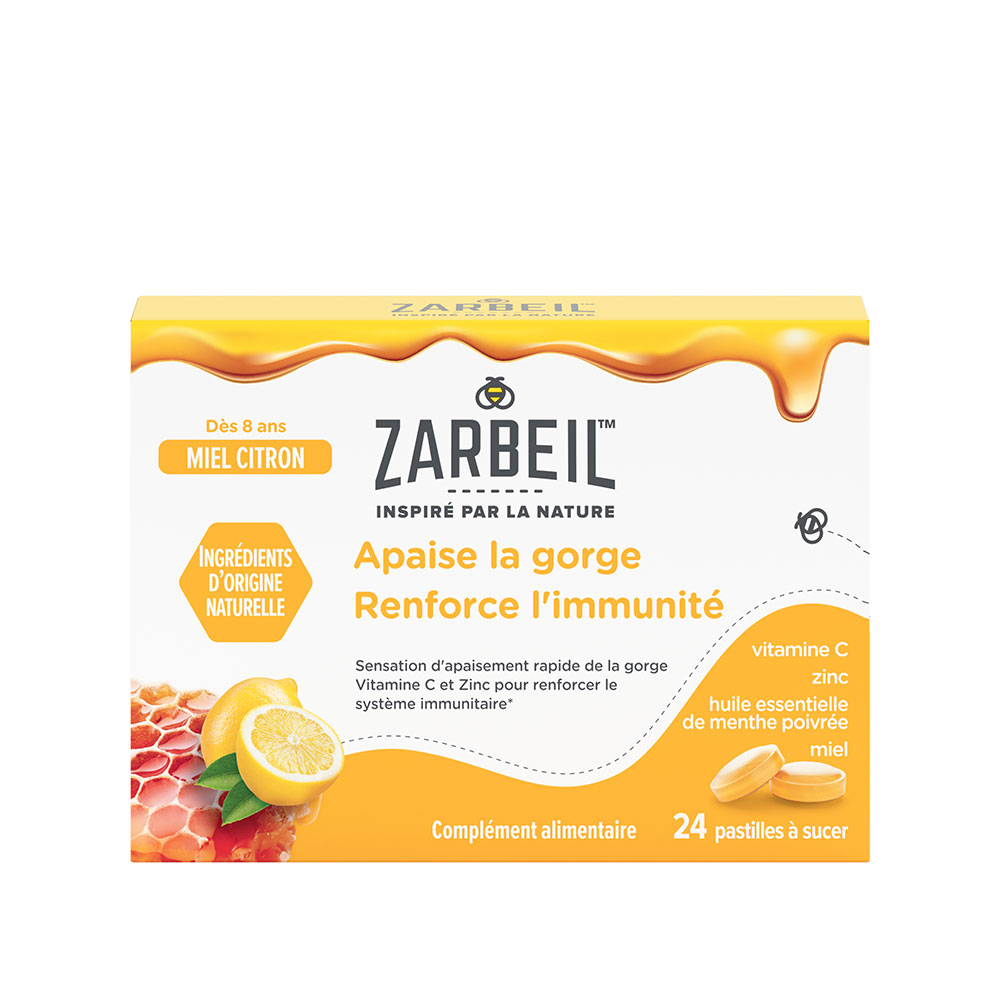 Zarbeil Pastiglie gola e immunità con miele e limone 24 compresse