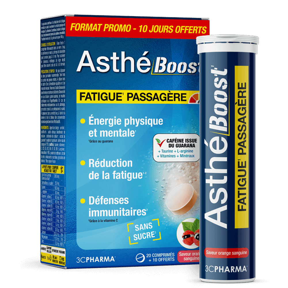 3C Pharma AstheBoost Fatigue Passagère Sapore Arancia Rossa 30 comprimés effervescents