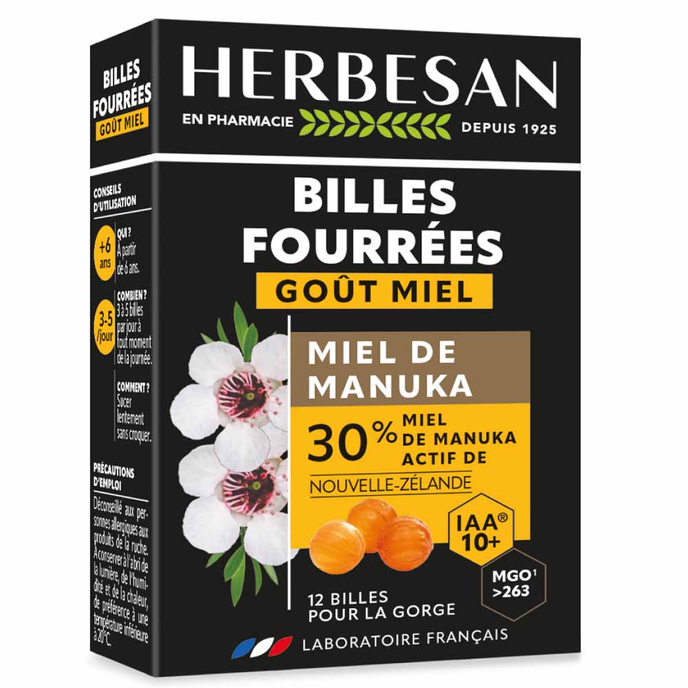 Herbesan Miele di Manuka Perle ripiene di miele di Manuka Iaa10+ x12
