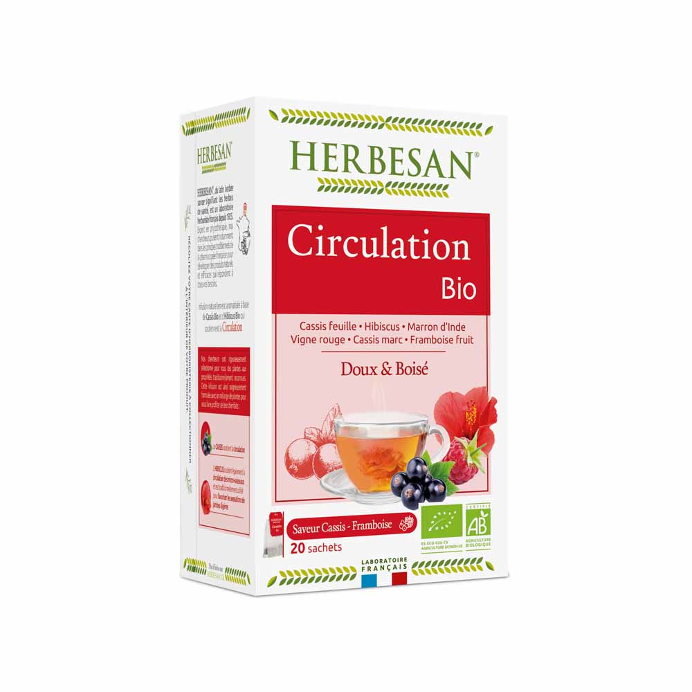 Herbesan Infuso ibisco e cassis per la circolazione bio gusto cassis e lampone 20 bustine