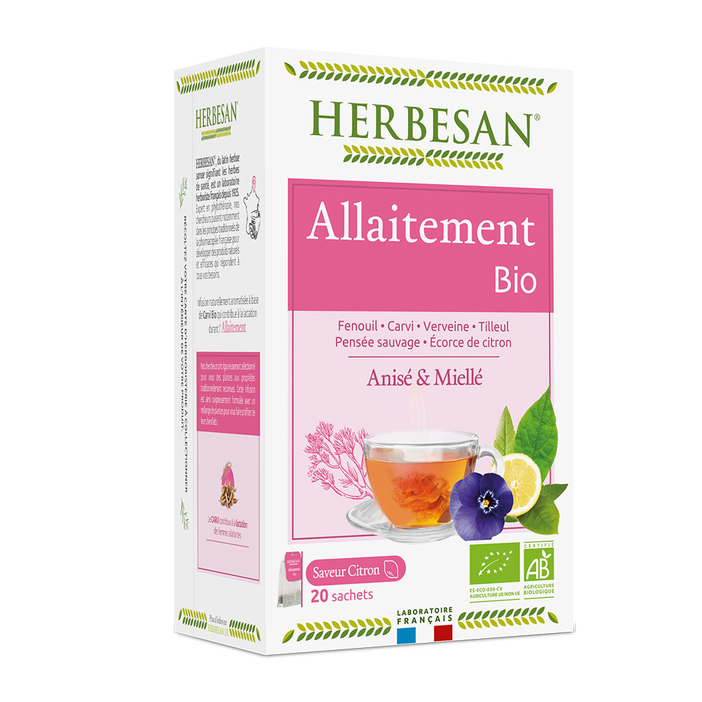 Herbesan Infuso di finocchio e cumino Allattamento Biologico Aroma Limone 20 bustine