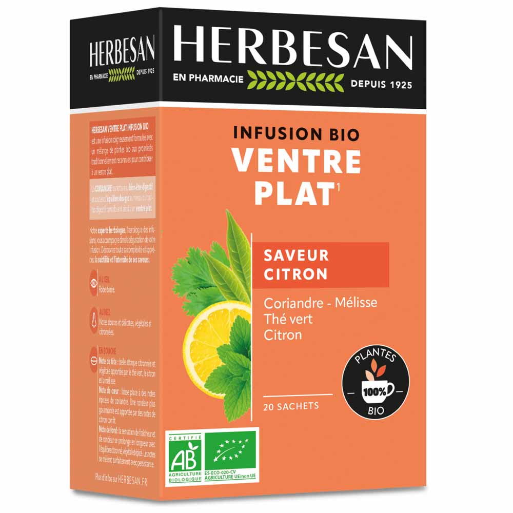 Herbesan Infuso biologico di coriandolo per la pancia piatta Aroma Limone 20 bustine