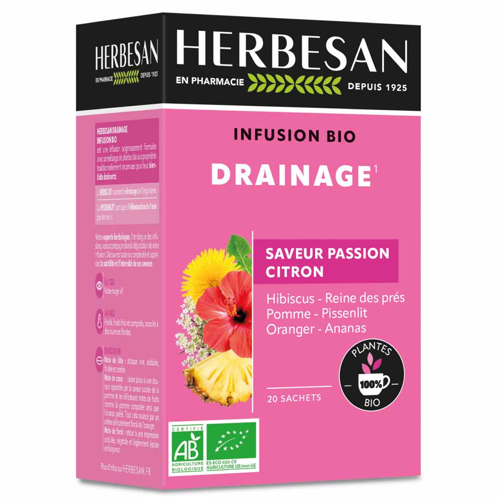 Herbesan Infuso drenante biologico Reines Gusto Mango 20 bustine