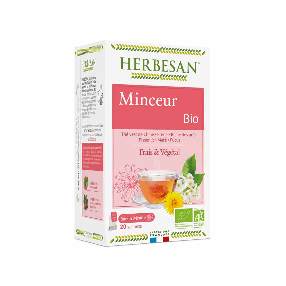 Herbesan Tè verde biologico Aroma di menta 20 bustine