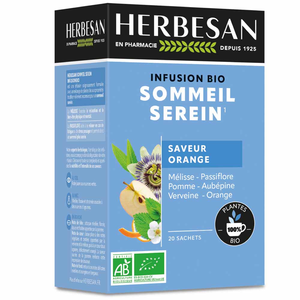 Herbesan Infuso Melissa Passiflora Sonno Sereno Organico Gusto arancia 20 bustine
