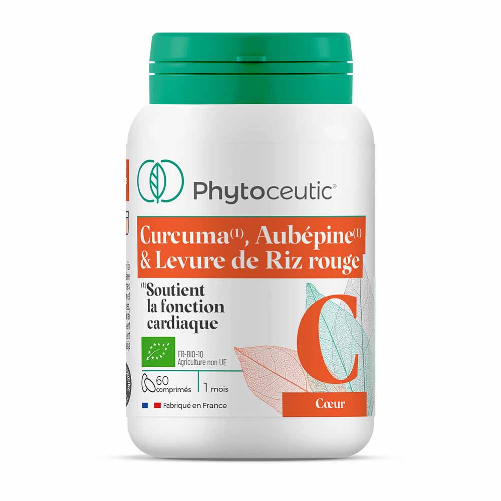 Phytoceutic Curcuma, biancospino e lievito di riso rosso biologico Supporta la funzione cardiaca 60 compresse