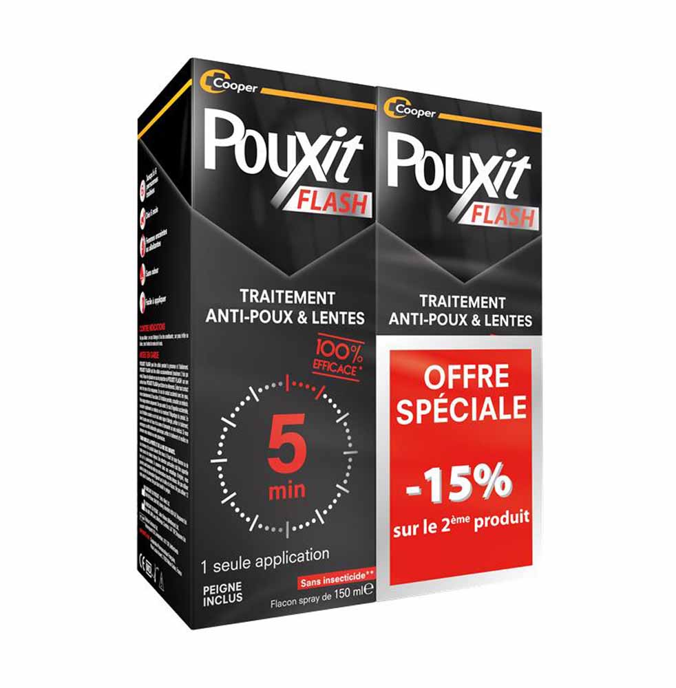 Pouxit Flash Trattamento per Pidocchi e Lendini 2x150ml
