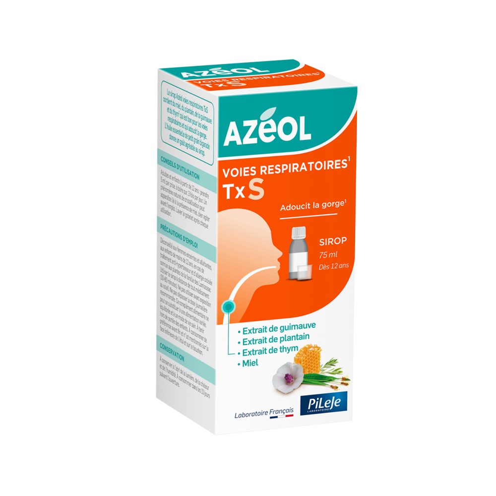 Pileje Azéol Tosse secca vie respiratorie per lenire la gola Sciroppo 75 ml
