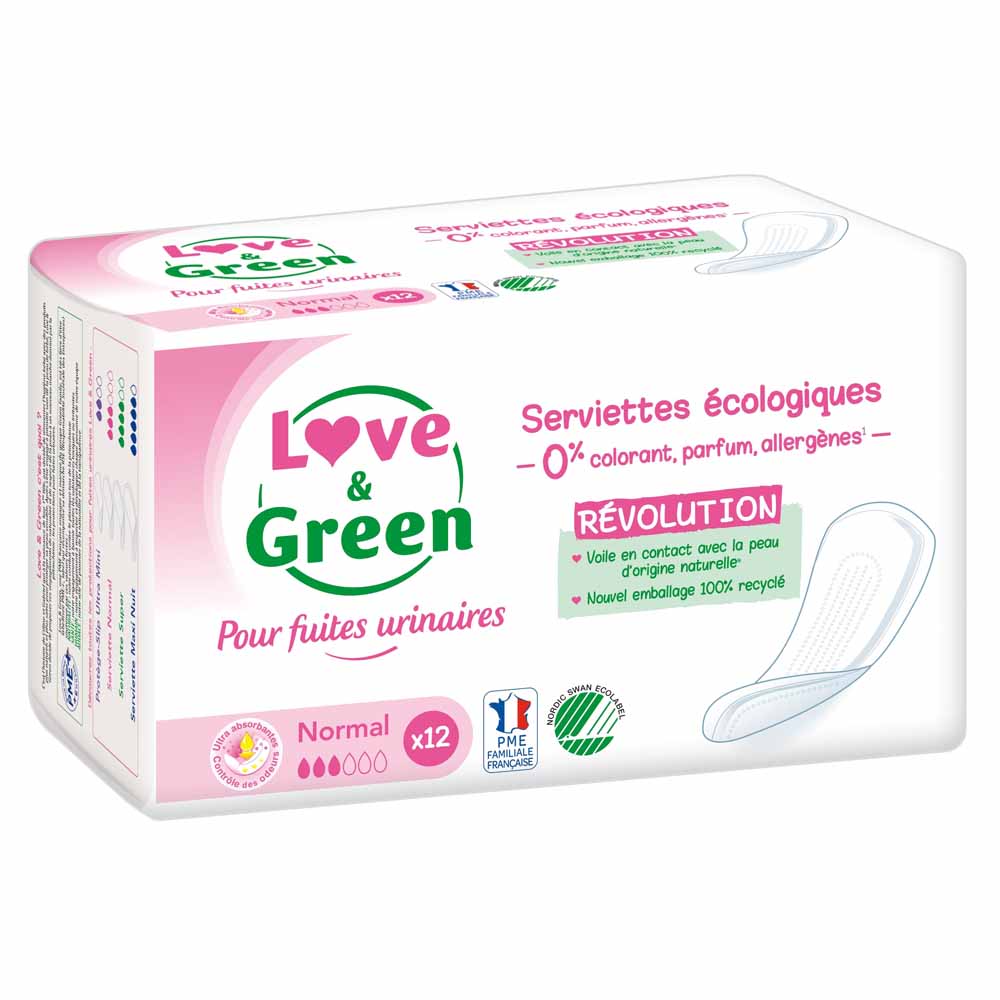 Love&Green Debolezza della vescica 12 Asciugamani Normale