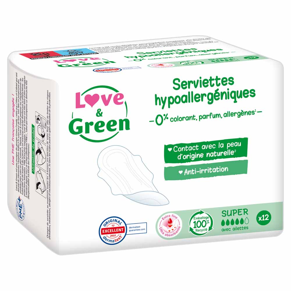 Love&Green Anti-irritazioni Super assorbenti ipoallergenici x12
