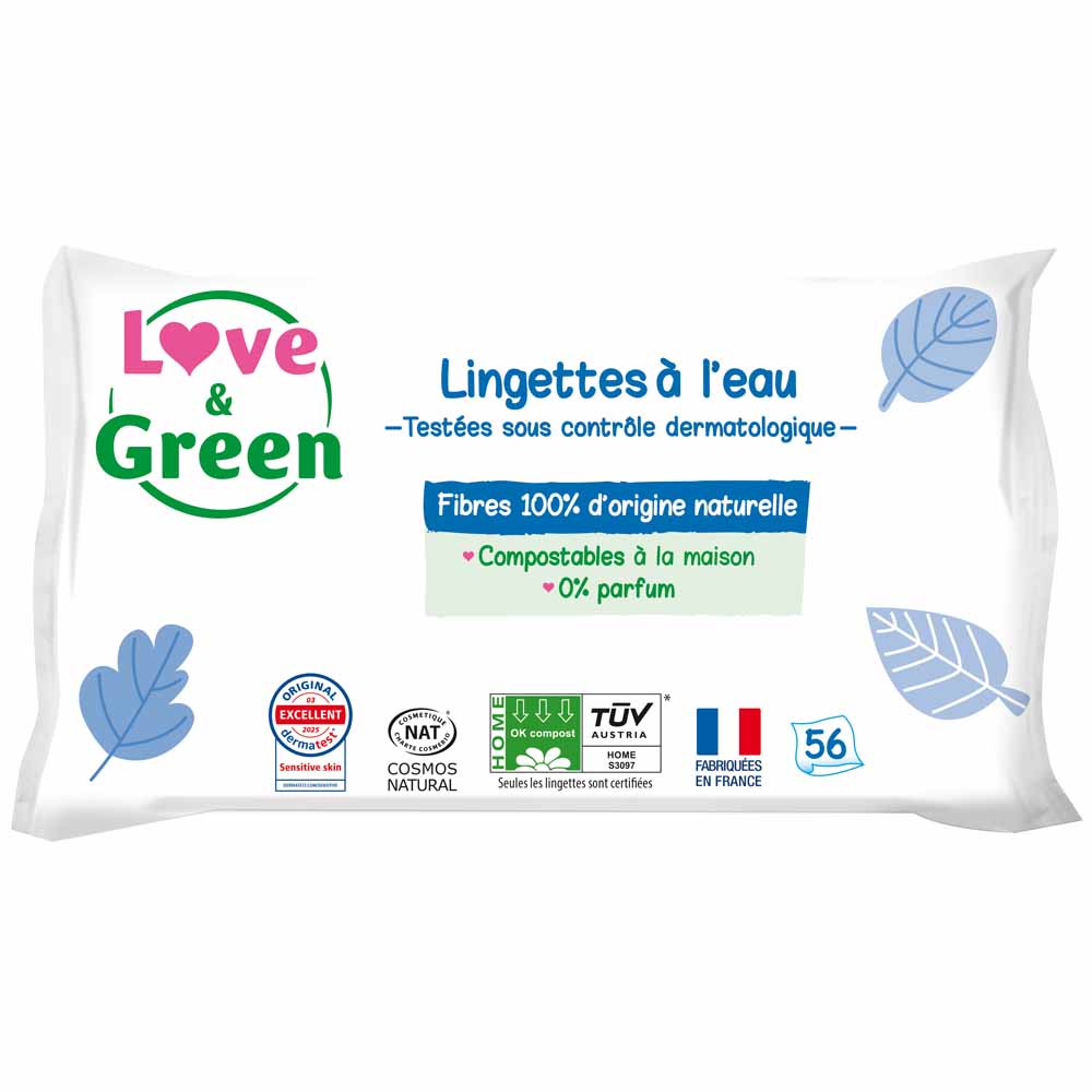 Love&Green Toilette Bebe A L'eau 56 Salviette per pelli sensibili Pelle Sensibile