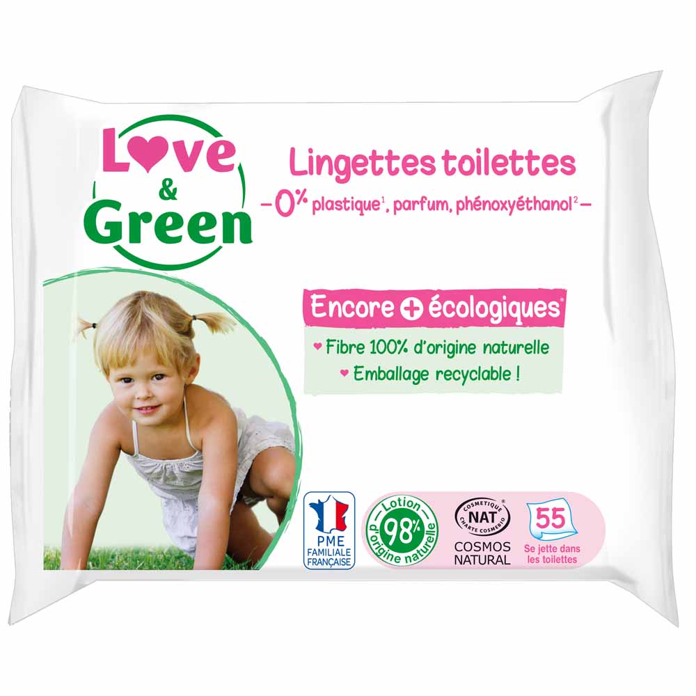 Love&Green Salviettine ipoallergeniche senza profumo x55