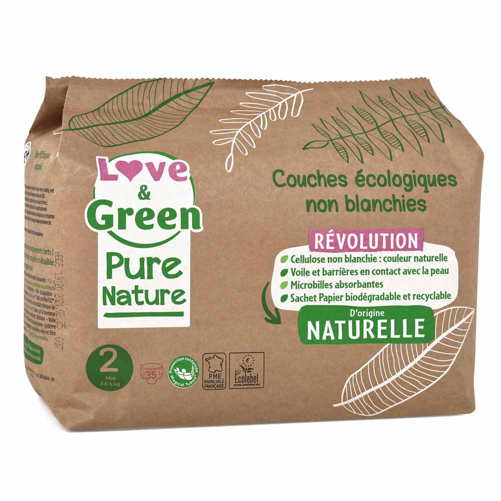 Love&Green Pure Nature Pannolini ecologici Dimensione 2 x 35