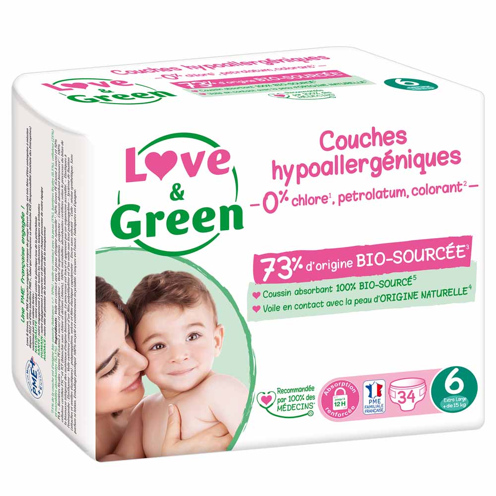 Love&Green Pannolini ipoallergenici Taglia 6 XL + oltre 15 kg x34