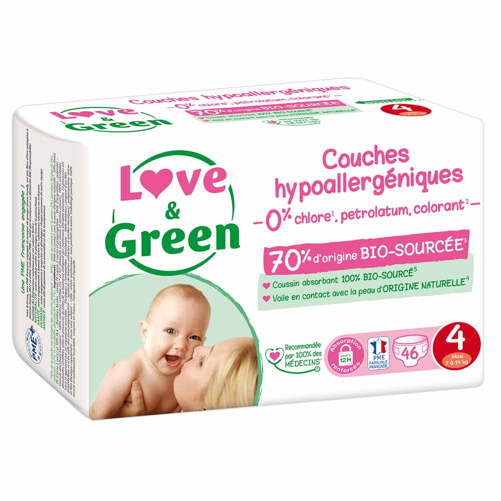 Love&Green Pannolini ipoallergenici Taglia 4 da 7 a 14 kg x46