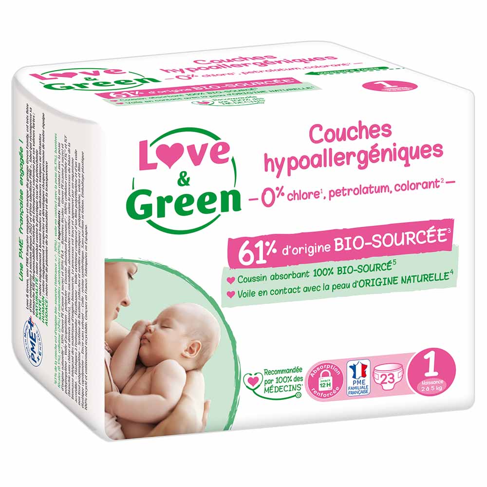 Love&Green Pannolini ipoallergenici Taglia 1 da 2 a 5 kg x44
