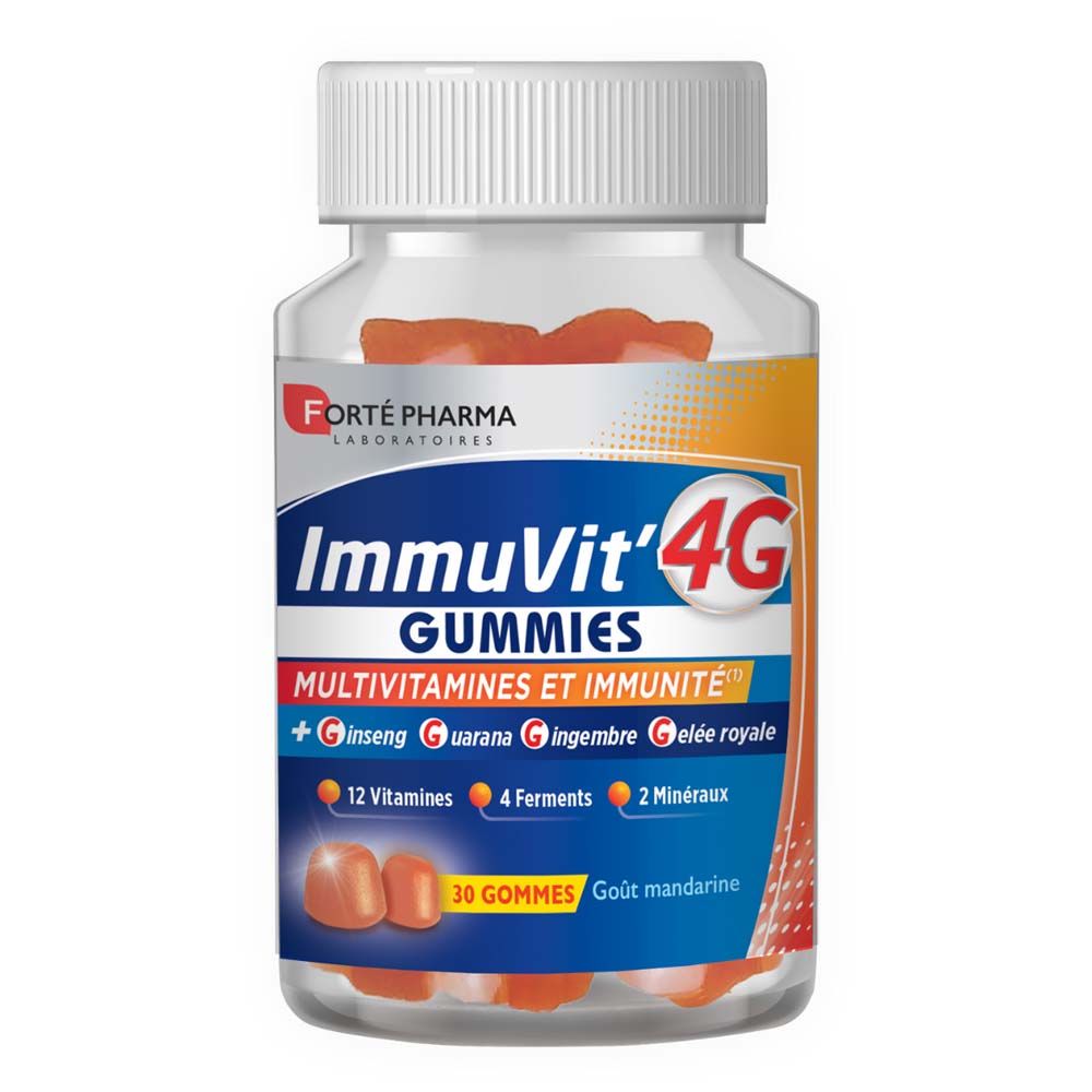 Forté Pharma ImmuVit'4G Multivitamine e immunità gusto mandarino 30 gomme