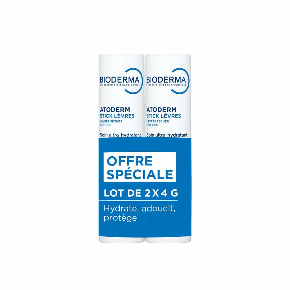 Bioderma Atoderm Stick Protettivo Labbra secche e screpolate 2x4g