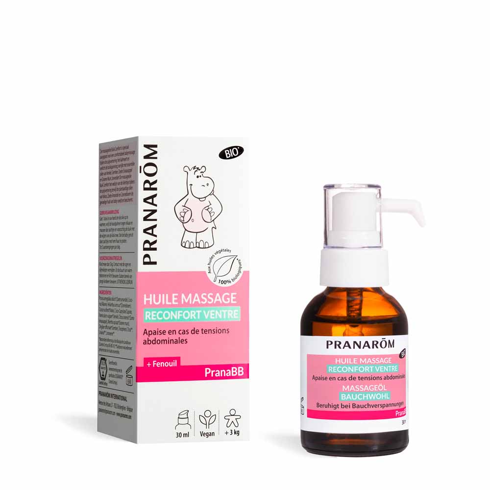 Pranarôm Pranabb Olio da massaggio addominale bio confortante a partire da 3 kg 30 ml