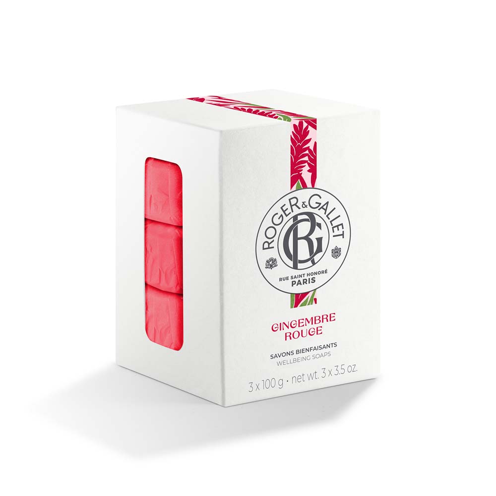 Roger & Gallet Gingembre Rouge Set regalo di sapone benefico Base dell'impianto 3x100g