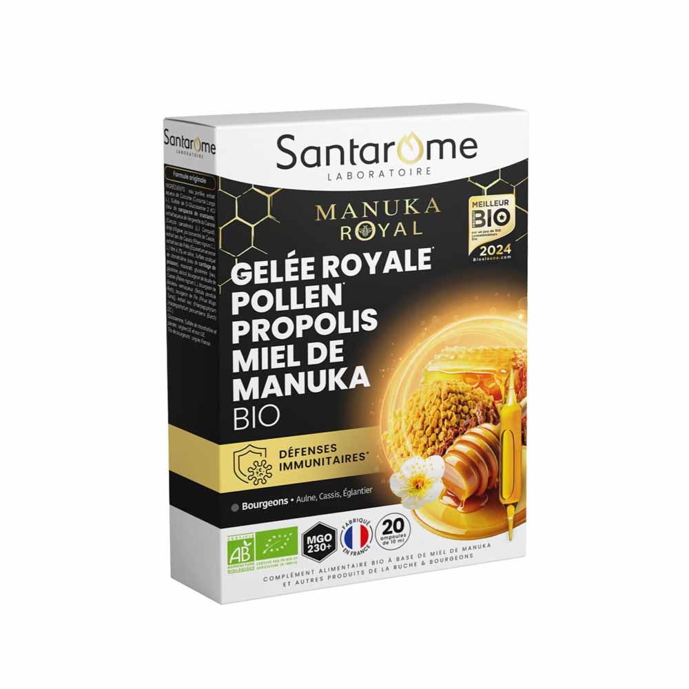 Santarome Gelée Royale Pollen Propolis Miel de Manuka Bio 20 ampoules