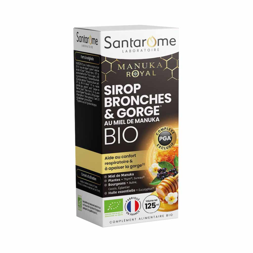 Santarome Sciroppo per bronchi e gola Miele di Manuka biologico 125 ml