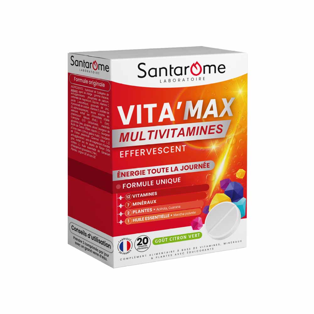 Santarome Vita'max Multivitamine Dall'età di 12 anni Aroma Limone 20 compresse effervescenti