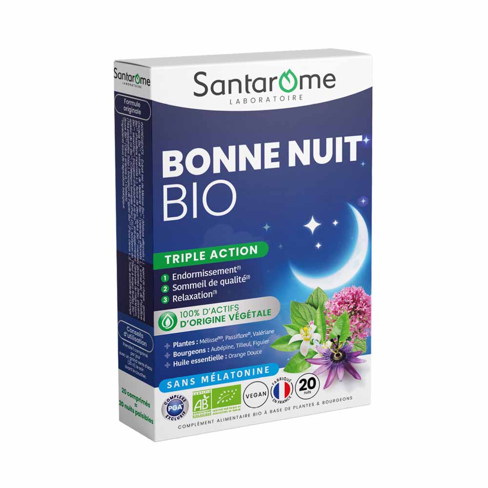 Santarome Bonne Nuit Melatonina a tripla azione Bio gratuita 20 compresse