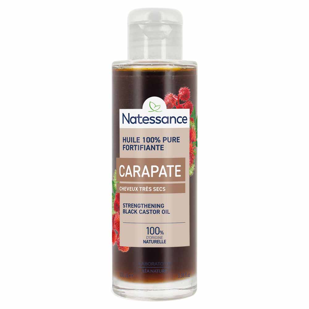 Natessance Olio di carapate nera per capelli molto secchi crespi o ricci 100 ml