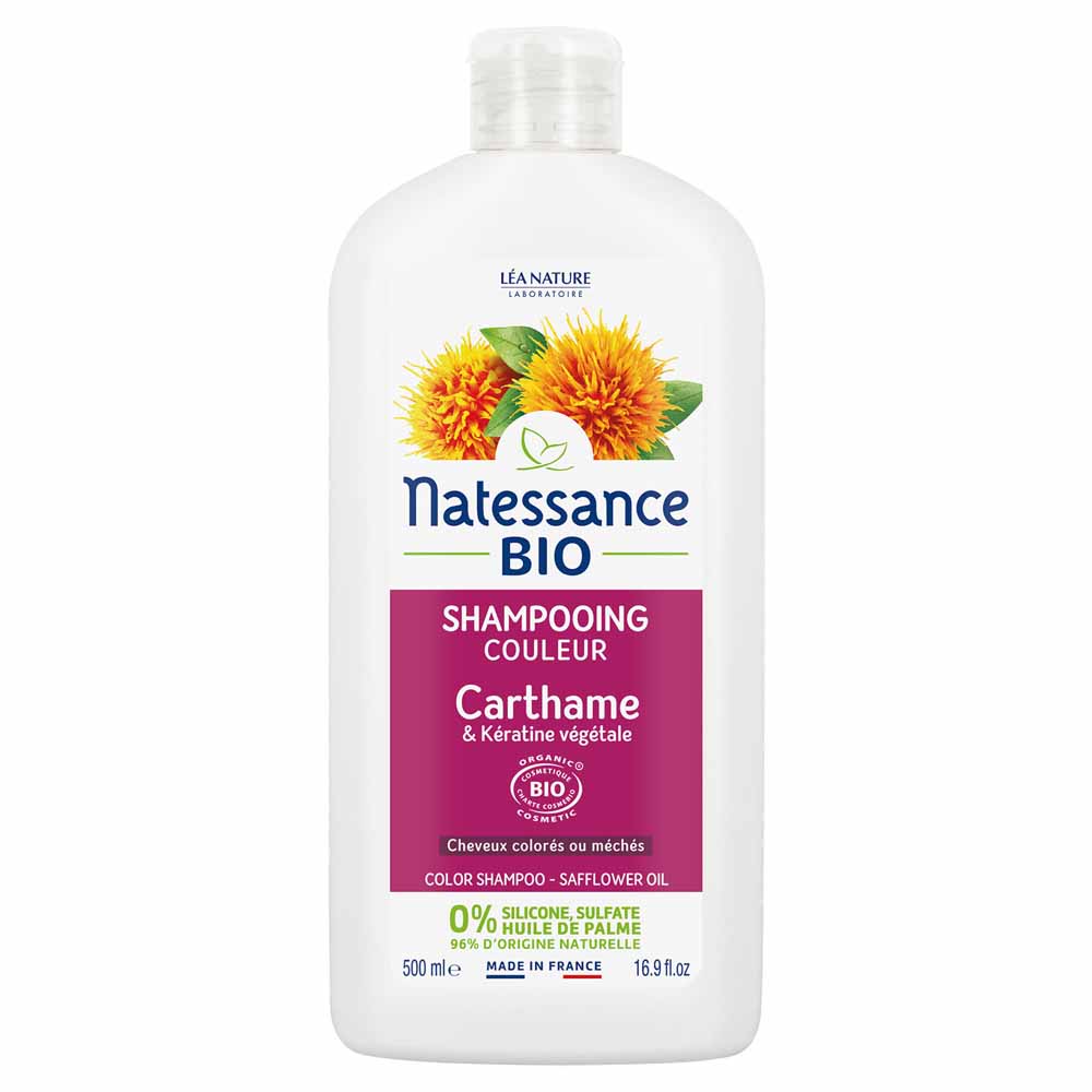 Natessance Capelli Shampoo per capelli colorati al carthamo bio e cheratina vegetale 500 ml