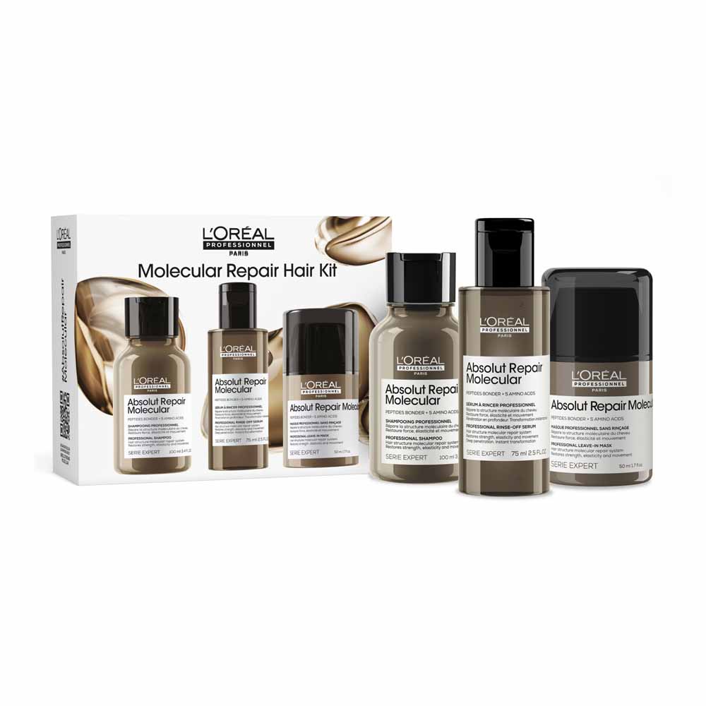 L'Oréal Professionnel Absolut Repair Molecular Kit Shampoo Riparatore, Siero e Maschera da Risciacquo Capelli danneggiati