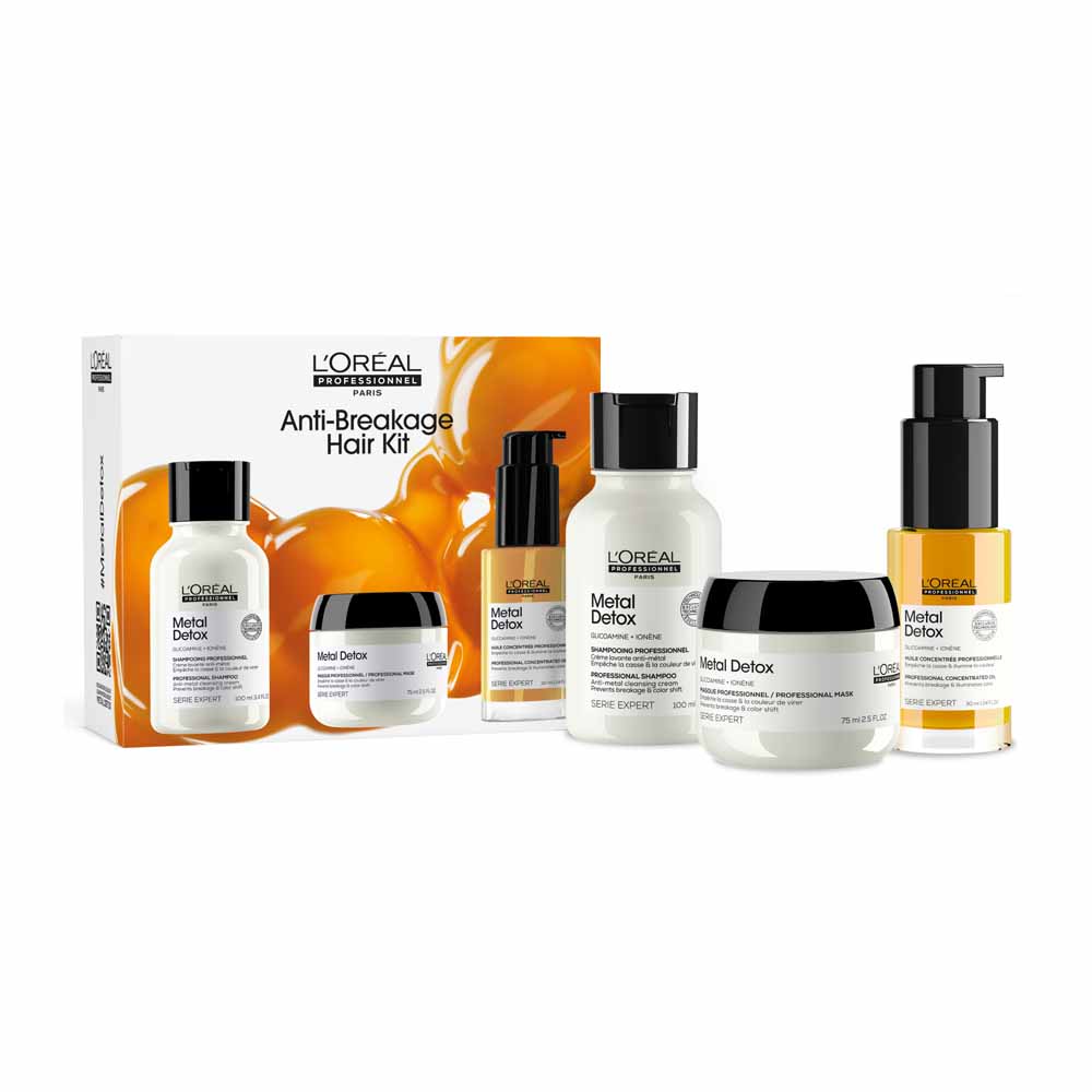 L'Oréal Professionnel Metal Detox Shampoo anti-metallo, Maschera anti-deposito e Kit di oli protettivi Capelli sensibilizzati e fragili